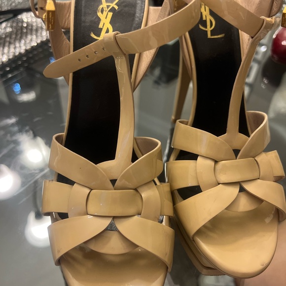 Yves Saint Laurent Tan Heels Strappy Elegance - Picture 1 of 3